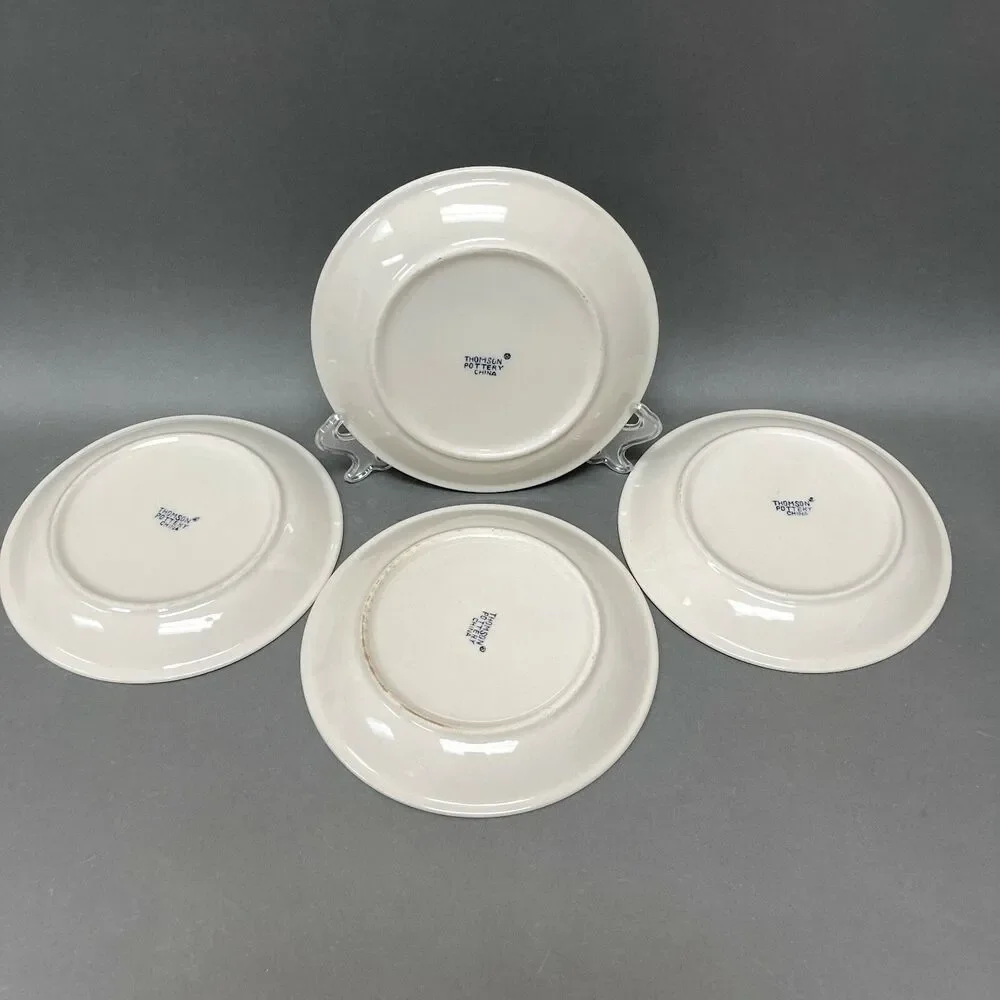 Thomson Pottery Salad Plates Birdhouse Birds Heart Vine Border 7 5/8